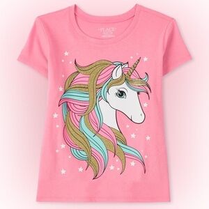 The Children’s Place Pink Unicorn Graphic Tee Size S (5/6)
